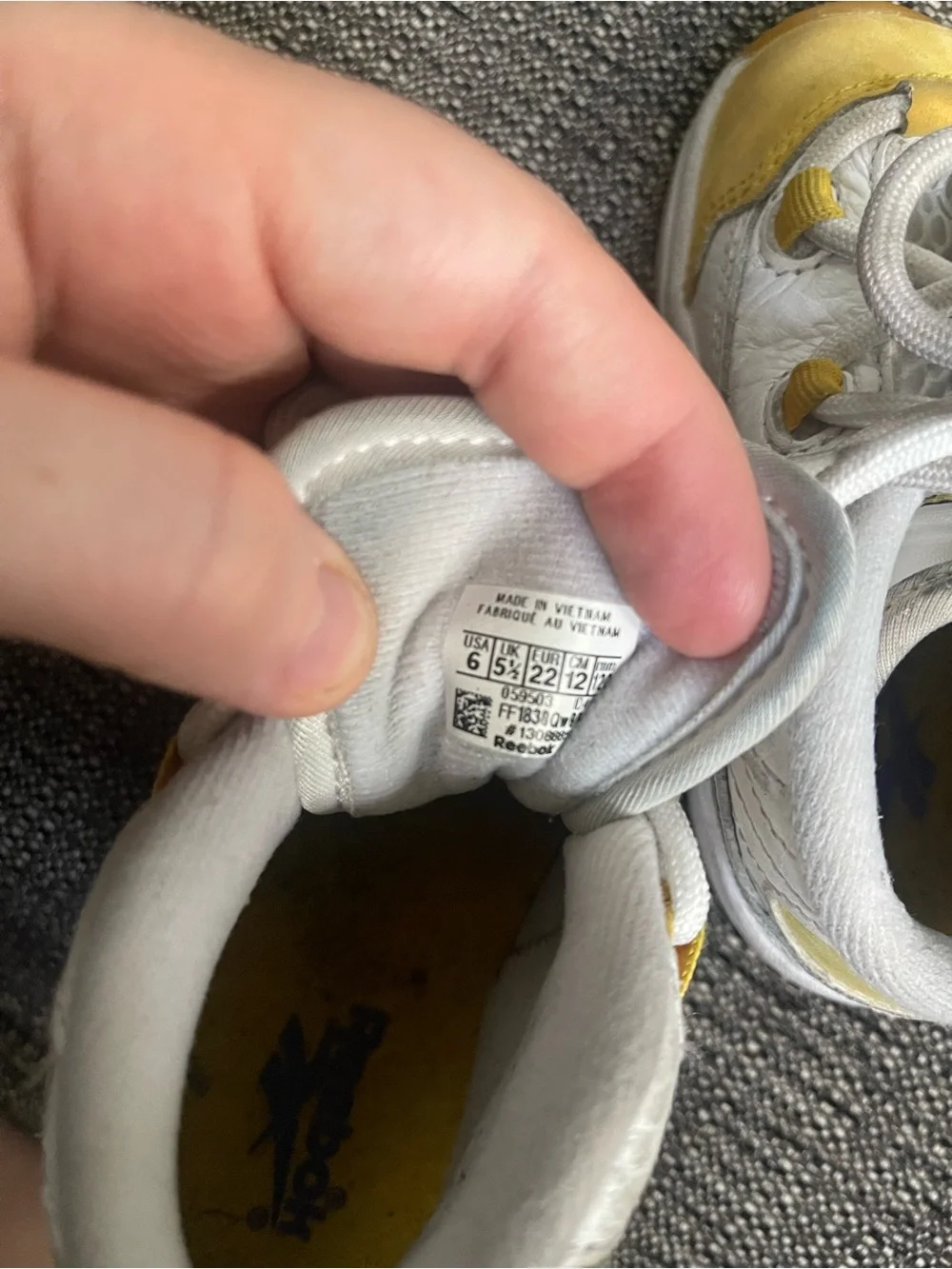 Reebok Kids White and Yellow Casual Sneakers